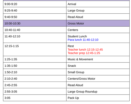 Class Schedule